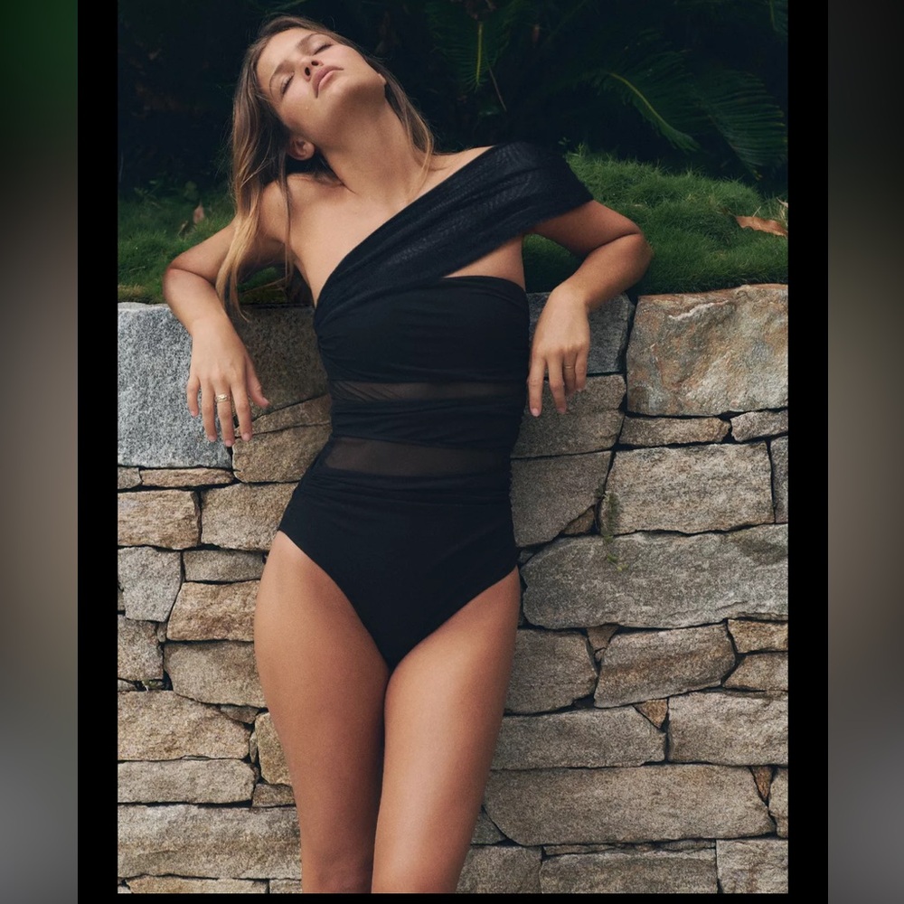 Zara asymmetric tulle cut out swimsuit - Picture 4 of 11